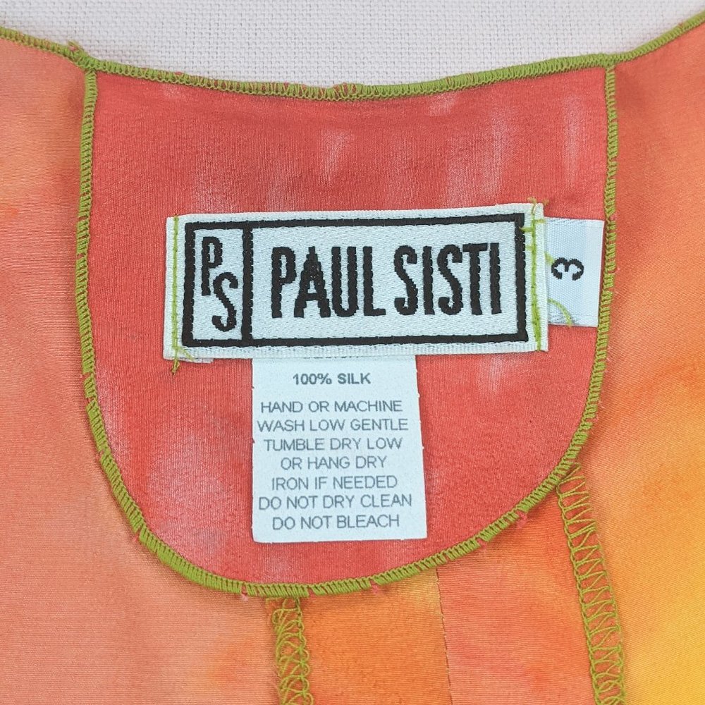 Paul Sisto Bold Colorful Green / Yellow / Red Three Piece Blouse & Pant Set - Picture 13 of 15